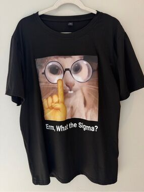 Cat “what the sigma” Graphic Tee - Black